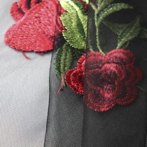 Вышивка сетка Валентино Lux Цветы HF 6003-01/150 70gr P вышивка сетка Lux Черный 150 см