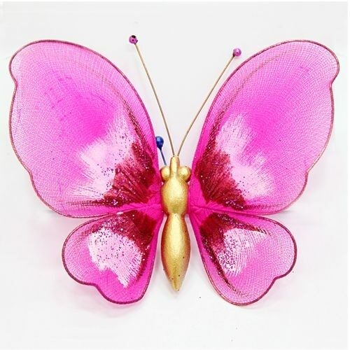 Клипсы Бабочка мини Розовый 10 см