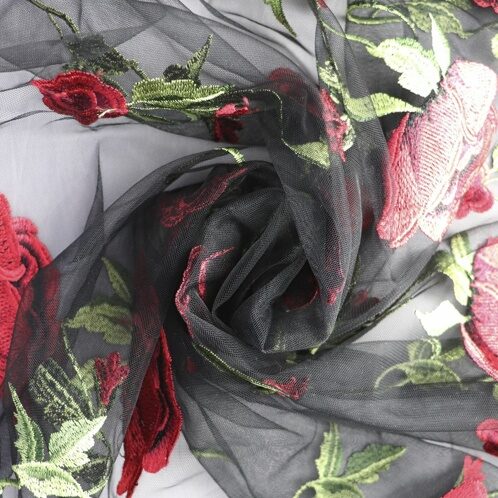 Вышивка сетка Валентино Lux Цветы HF 6003-01/150 70gr P вышивка сетка Lux Черный 150 см